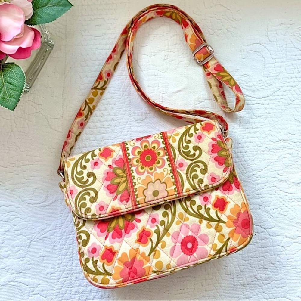Vera Bradley Folklorico Orange Pink Floral Crossbody